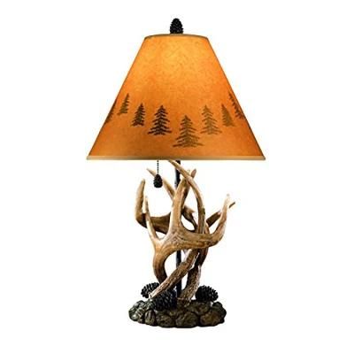 Jlt-2414 Decorative Faux Handcrafted Resin Antler with Parchment Lampshade