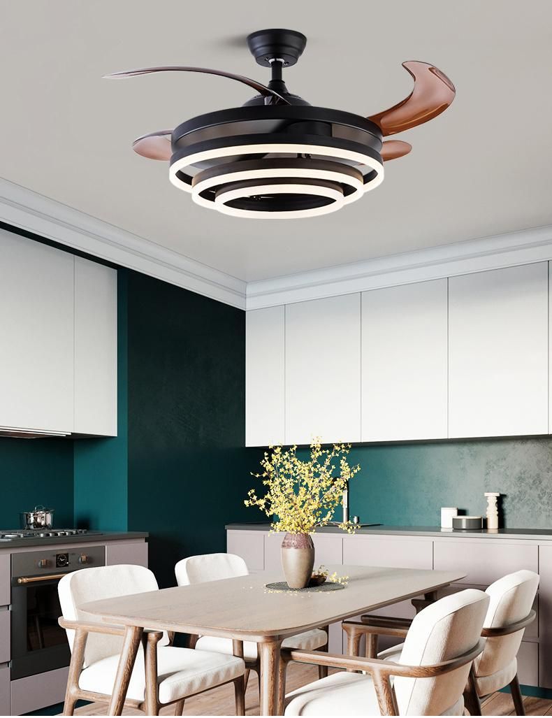 Ceiling Fan with Lamp off Switch Ceiling Fan Home Hotel Office Library School Bladelesss Tricolor