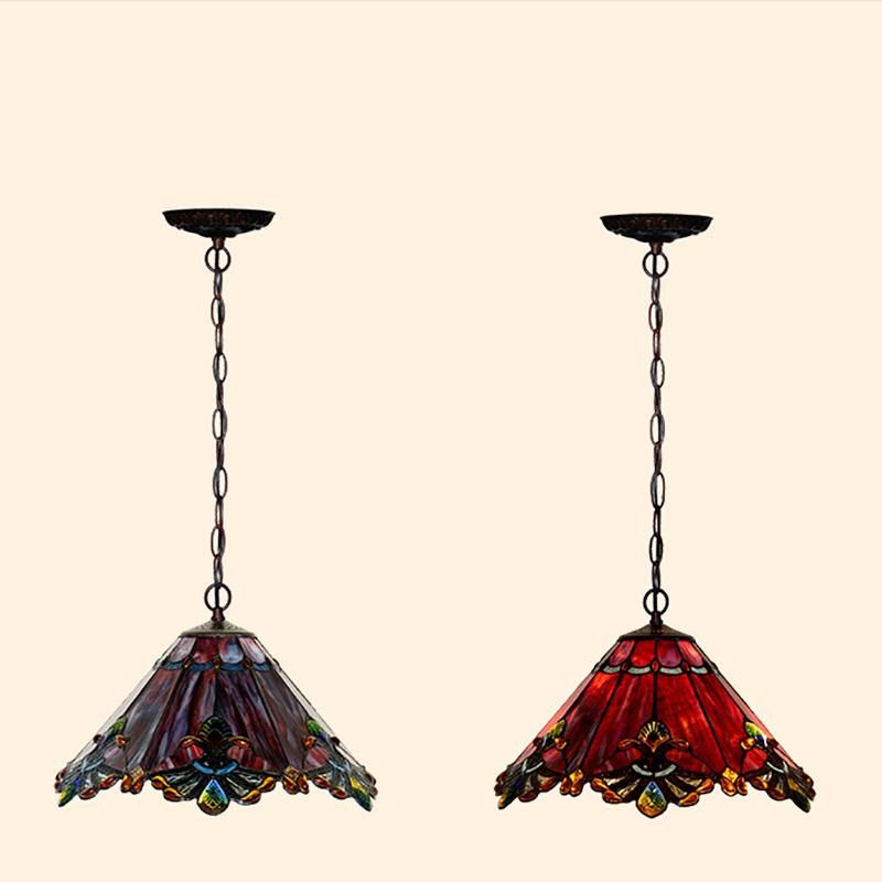 Umbrella-Shaped British Neoclassical Pendant Lamp Tiffany Creative Chandelier Energy Saving Lamp