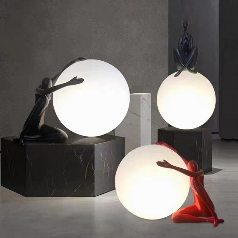 Nordic Polyresin Abstract Human People Black Home Decoration LED Light