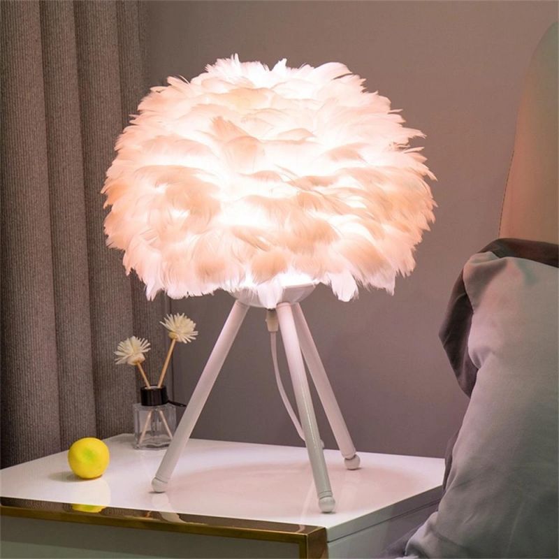 Feather Lamp for Living Room Bedroom Table Lamp Modern Decoration Bedside Lamp Room Light Goose Feather Lamp Feather Table Lamp