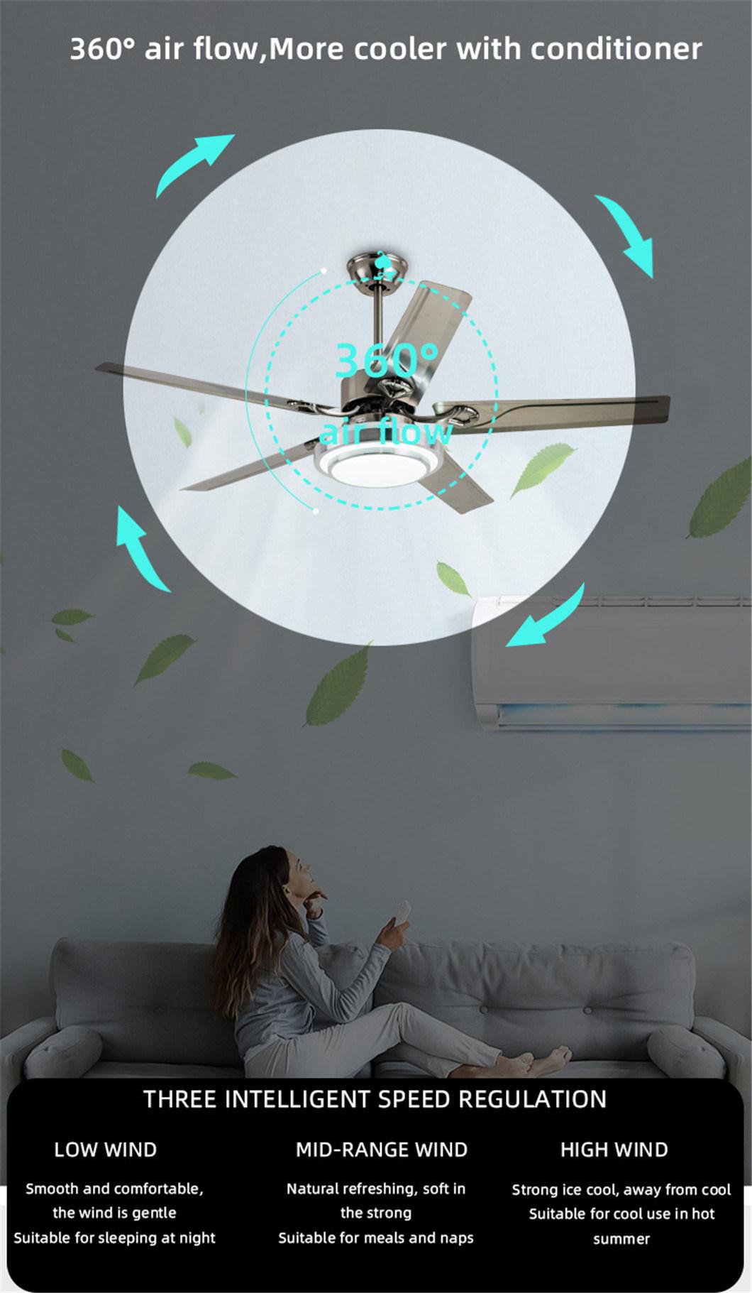 Factory Direct Save Energy 3 Speed Pure Copper Motor Modern Ceiling Fan with LED Light