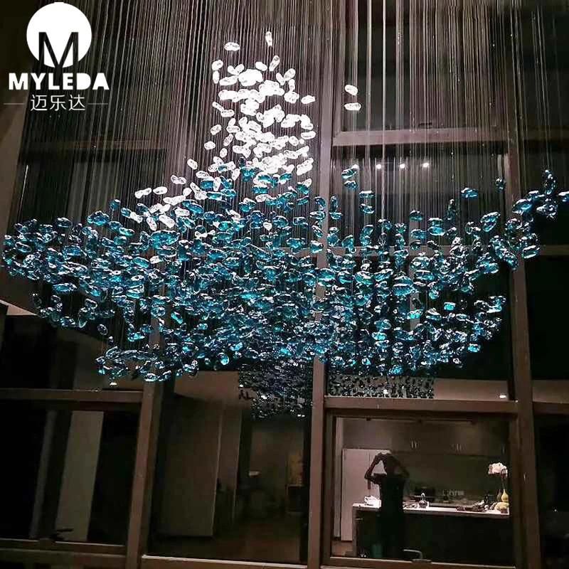 Hotel Lobby Big Pendant Lamp Hand Made Glass Chandelier for Villa Project