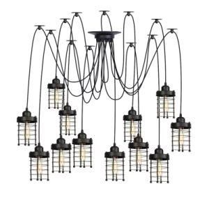 10 Heads Metal Cage Spider Chandelier Ceiling Lights for Lobby, Restaurant