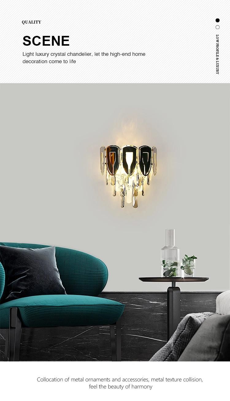 Creative House Hotel Bedside Living Room K9 Crystal Design Decor Mounted Indoor Modern LED Sconce Interior Wall Lamp Crystal