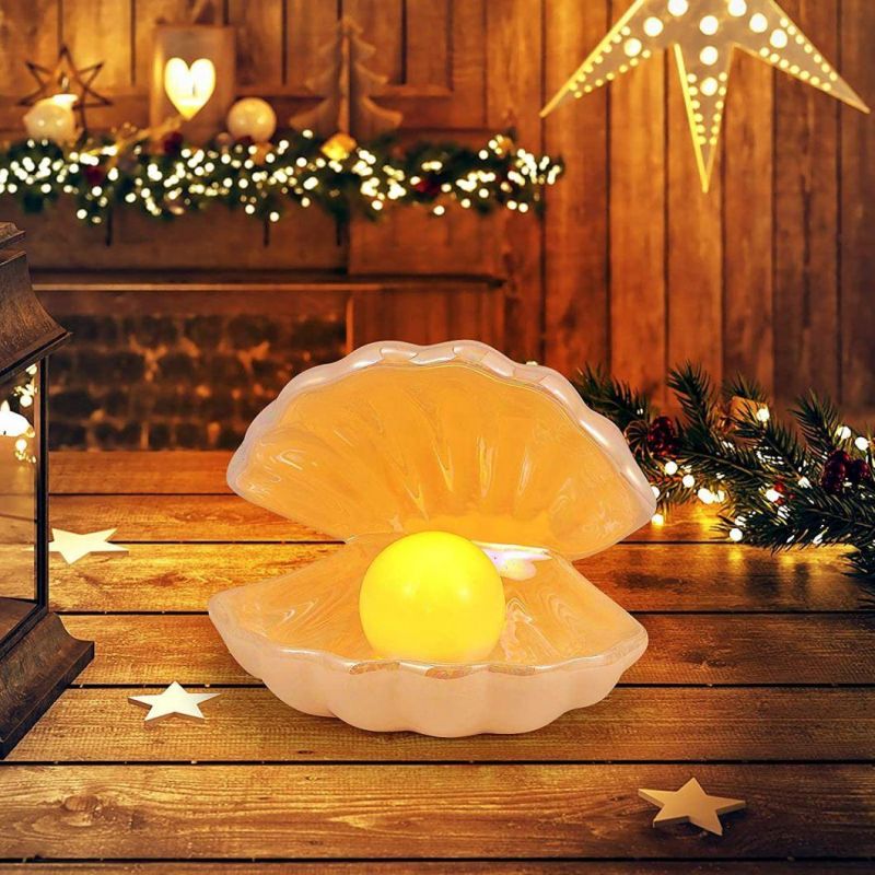 Jlt-6620 Shell Pearl Light LED Night Light Ceramic Shell Lamp Tabletop Light for Kids Room Bedroom