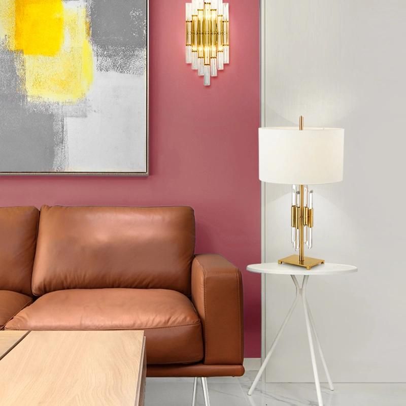White Shade Modern Table Lamp Nightstand Lamp Living Room Light