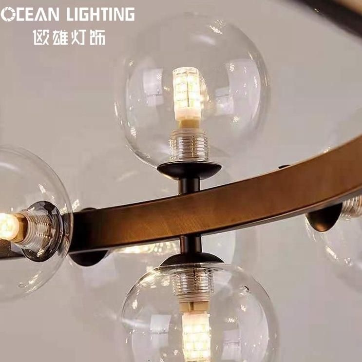 Indoor Ocean Lamp Living Room Modern Iron Black Glass G9 Bulbs Chandelier Pendant Lighting