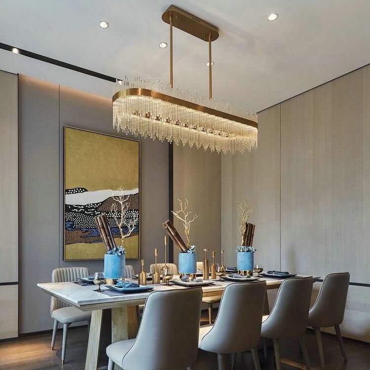 Luxury Modern Home Decorative Pendant Light Gold Rectangle Crystal Chandeliers (WH-AP-89)