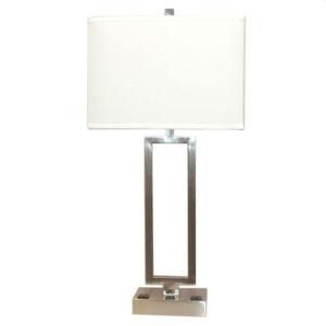 Rectangular Metal Hotel Table Lamp with Parchment Shade