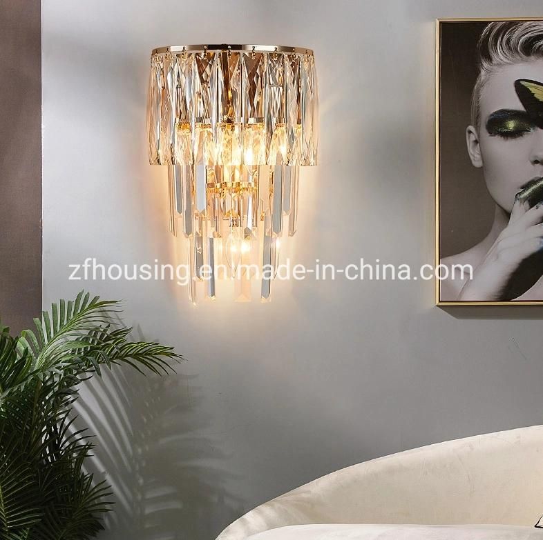 Modern Indoor Golden Crystal Wall Lamp for House Lighting