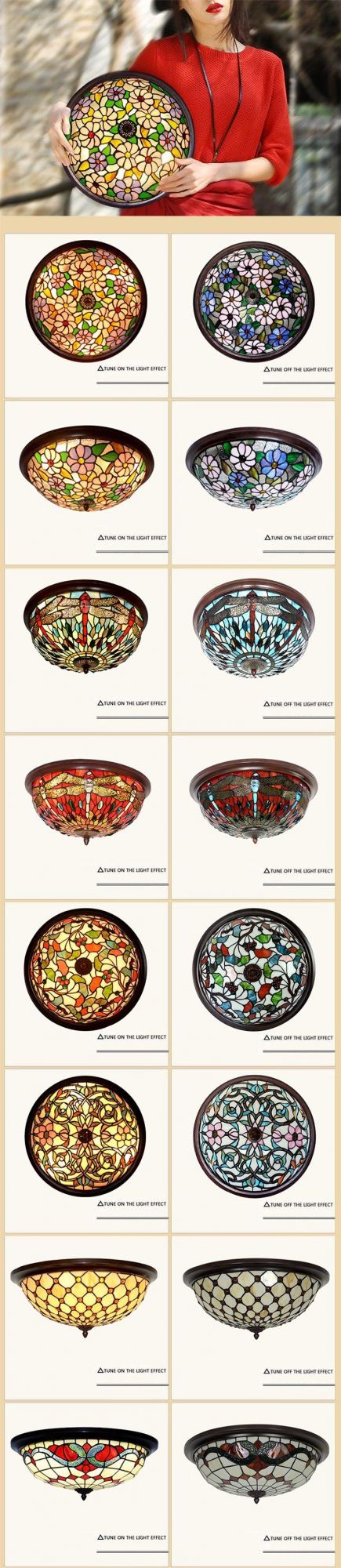 40cm 50cm Classic Popular Sunflower Garden Ceiling Lamp Tiffany Stained Glass Bedroom Restaurant Cafe Bar Corridor Lamp
