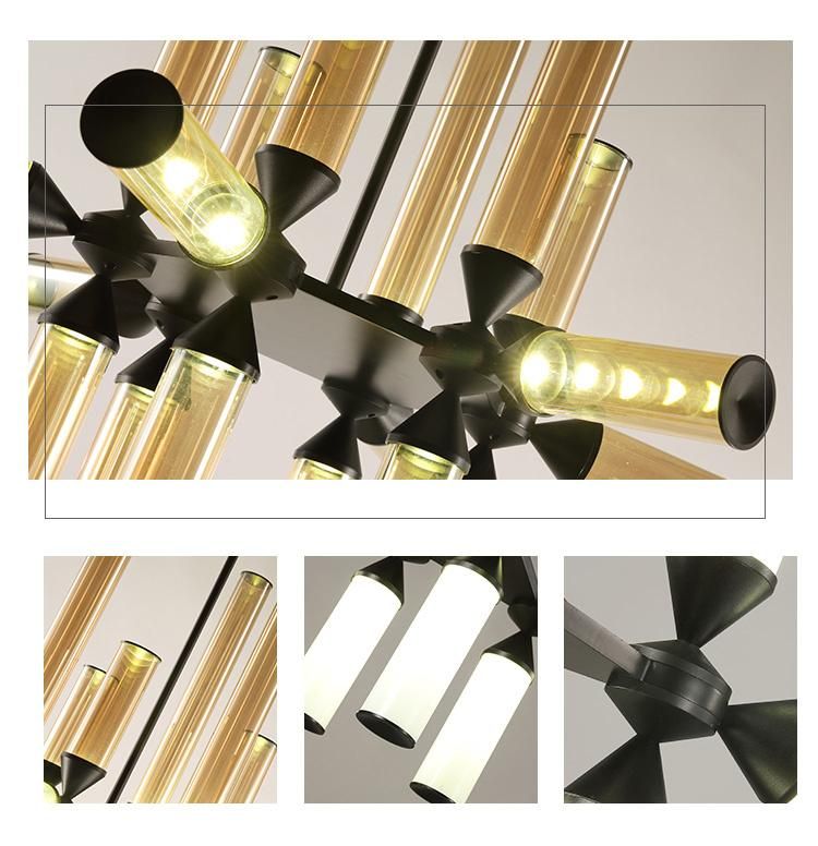 Modern Living Room Black Glass Hanging Chandelier Pendant Lamp