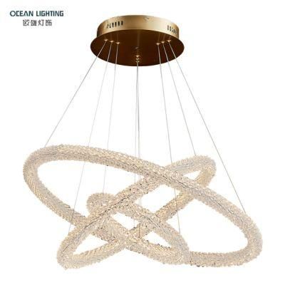 Ocean Lighting Round Crystal Chandelier Coffeeshop Living Room Pendant Lamp