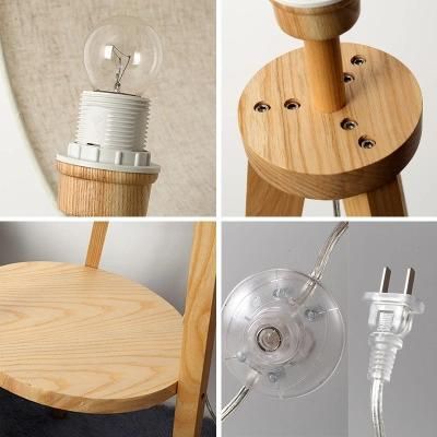 Modern Wooden Fabric Living Room Bedroom Floor Lamp Night Wooden Tripod Floor Lamp (WH-WFL-14)