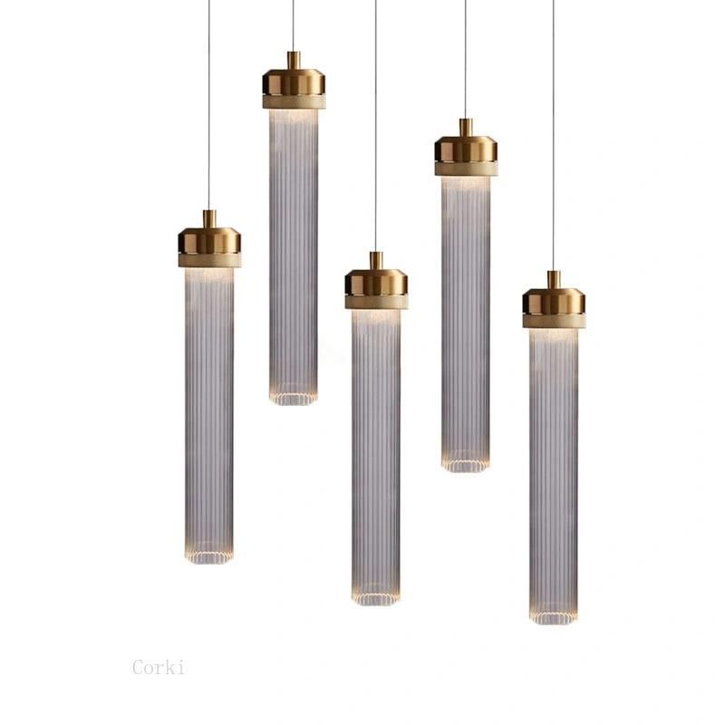 Post-Modern Creative Pendant Lamp Bedroom Bedside Josefa Modern Tube Shaped Long Glass Hanging Lamp (WH-AP-320)