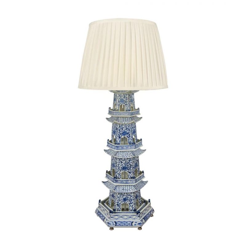 Chinese Style Imitation Ceramic Tower Base Lighting Exquisite Indoor Table Lamp
