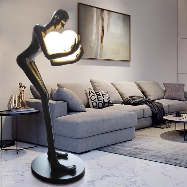 Figure Holding Ball Large Sculpture Garden Ornaments Landscape Decoration Crafts Floor Lamp Exhibition Hall Hotel Sales Office