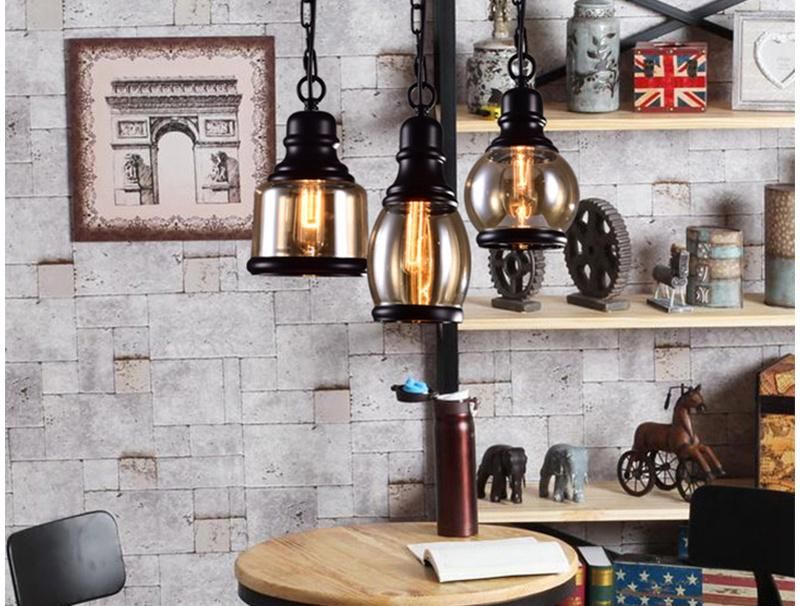 Vintage Loft Amber Glass Pendant Light Style Restaurant Bar Bed Room Glass Pendant Lamp (WH-VP-79)