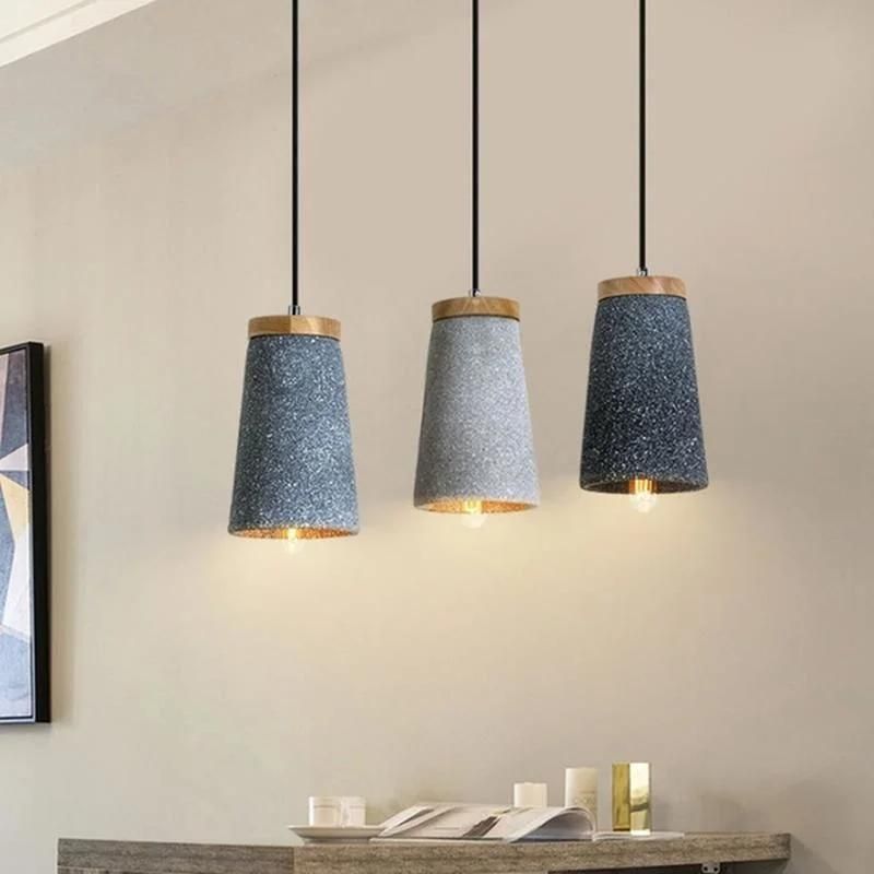 Creative Cement Pendant Lights Maarten Unique Cement and Wooden Tall Dome Pendant Light (WH-AP-338)