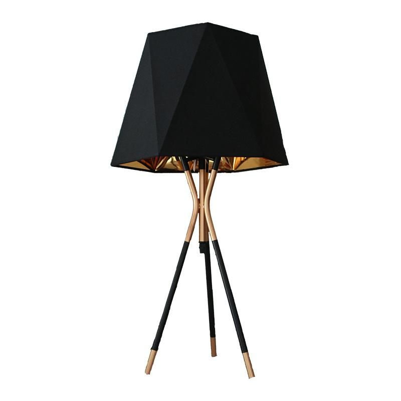 Nodic Modern High Level Hotel Living Room High End Study Decorative Light Iron Floor Lighting Metal Tripod Black Fabric Shade Art LED Hotel Standing Floor Lamp