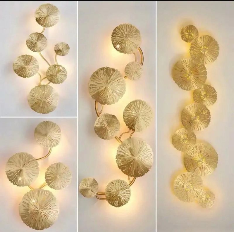 Light Luxury Indoor Wall Lamp Bedside Bedroom Living Room Stairs Aisle Corridor Background Decorative Light Lotus Leaf Lamp