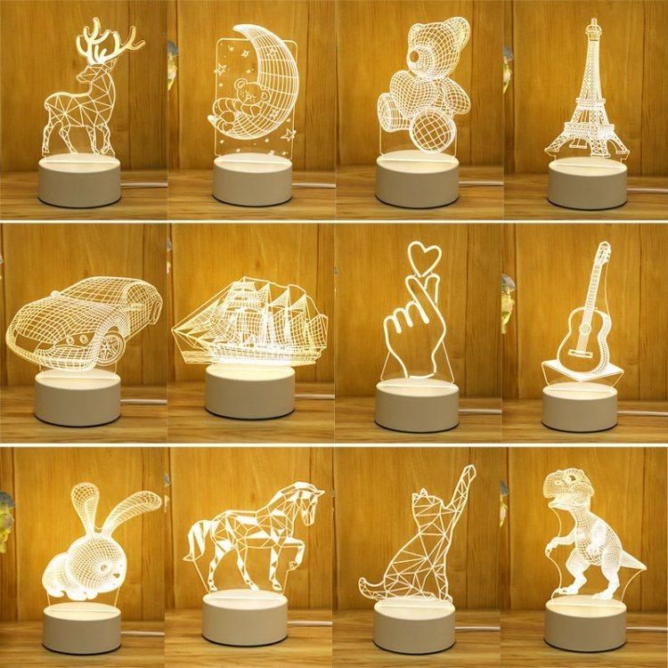 Creative Bedroom Cartoon Kids USB Bedside Lamp Table Lamp Holiday Gift Small LED 3D Night Light