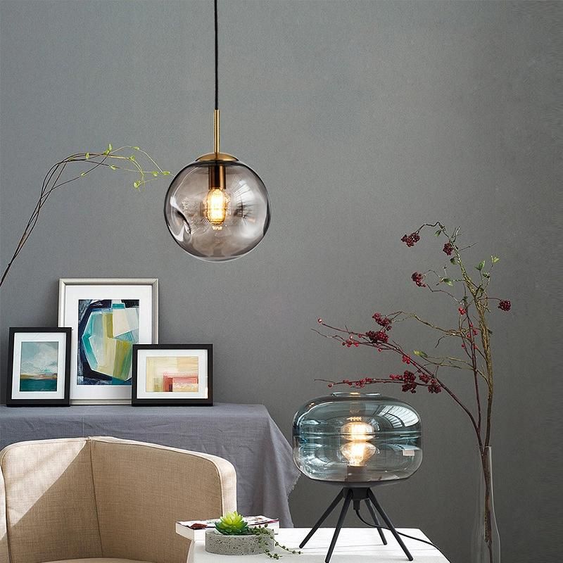 Nordic E27 Colors Pendant Lamp Restaurant Jozua Contemporary Spherical Glass Shade Pendant Lamp (WH-AP-304)