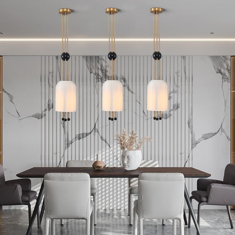 Modern White Pendant Light Single Head Glass Lampshade for Dining Room Creative Lamps Lantern Pendant Lamp (WH-AP-175)