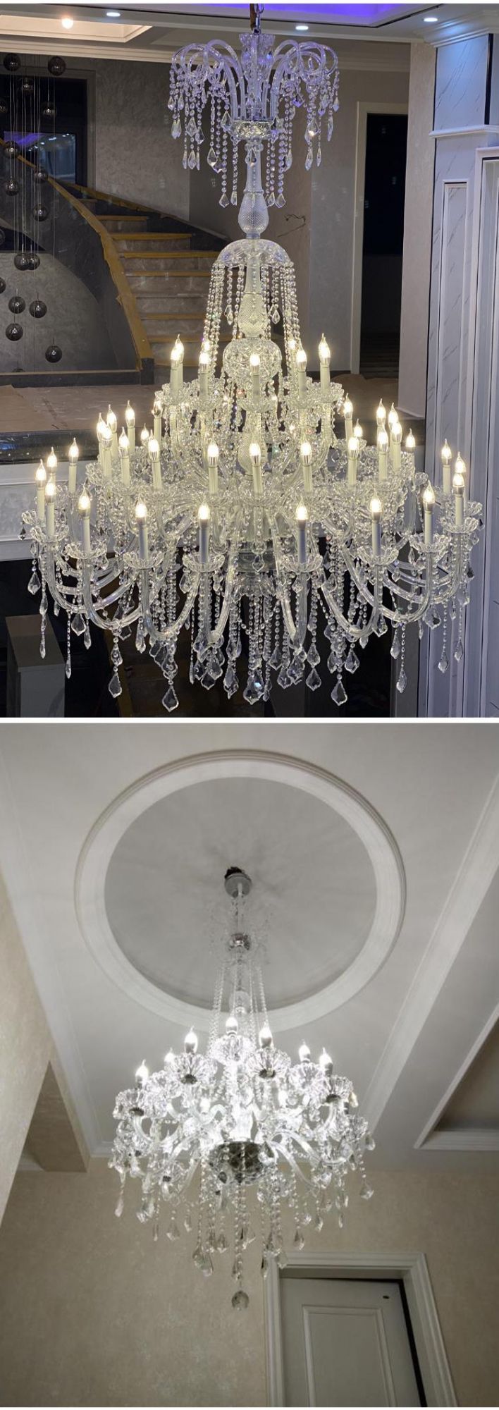 Popular Product Stairway Villa Living Room Modern Luxury K9 Crystal LED Chandelier Lamp
