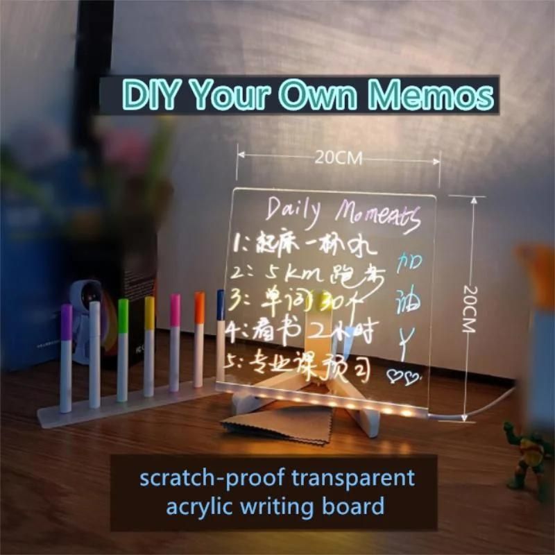 LED Lamp Memo Board Luminous Note Board Student Creative Erasable Memo Portable Mini Writing Board