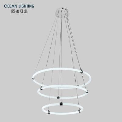 Modern Simple PVC Iron Tube 3 Rings 50W LED Chandeliers
