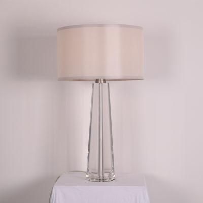 Octanonal Crystal Lamp Body White Fabric Shade Table Lamp