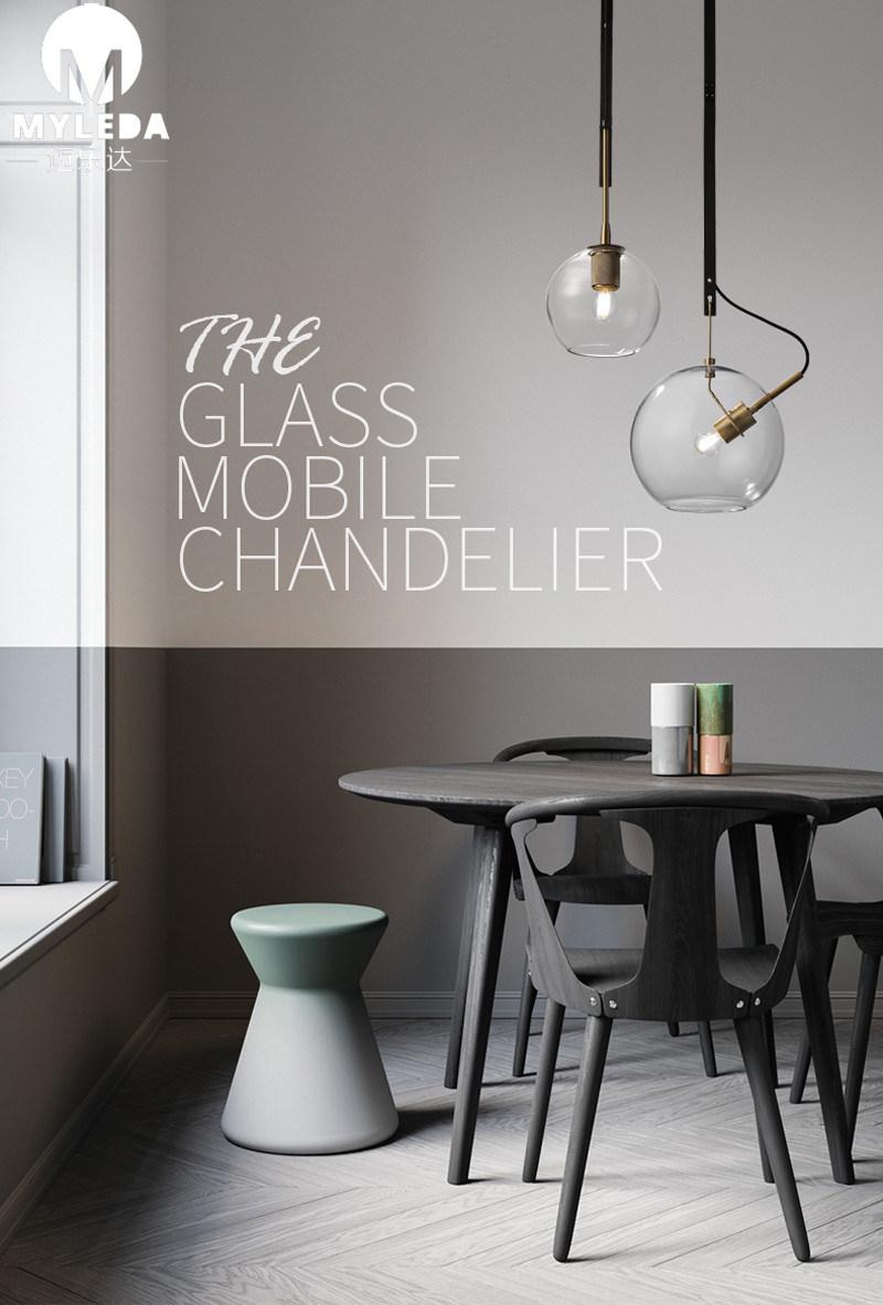 Handmade Clear Hanging Lamps Guestroom Decorative Glass Pendant Light