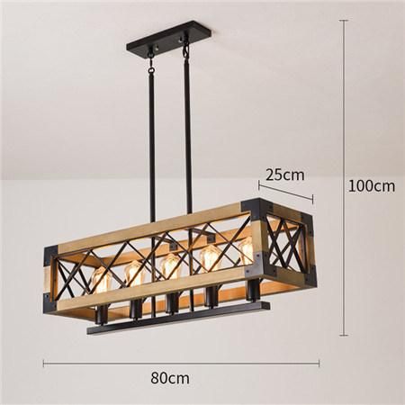 Retro LED Pendant Light American Nordic Loft Wood Pendant Light Indoor Industrial Decor Lamp (WH-VP-82)