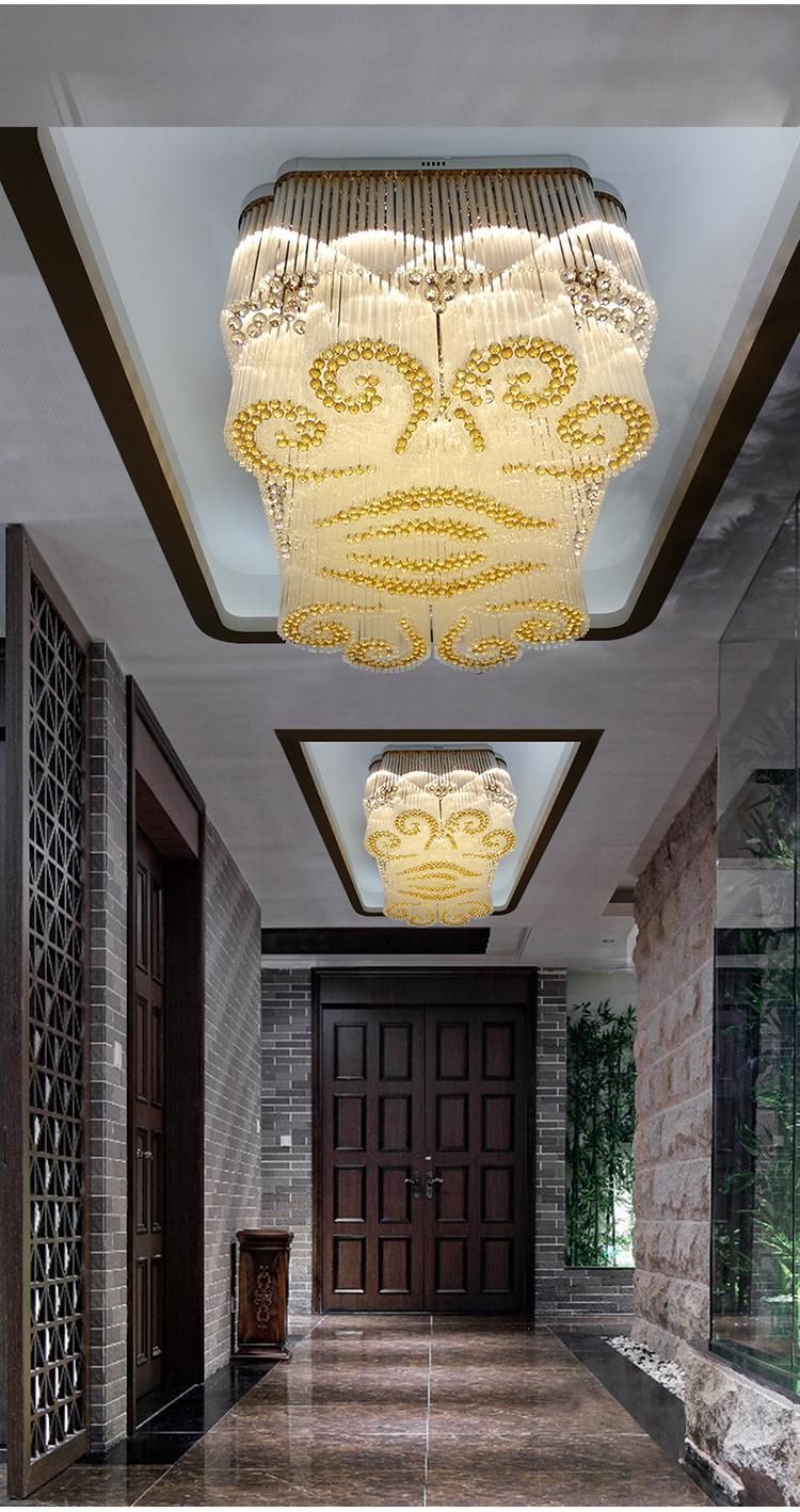 Custom Luxury Staircase Banquet Hall Hotel Glass Non-Standard Chandelier Lamp