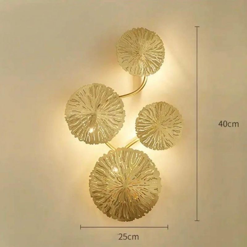 Light Luxury Indoor Wall Lamp Bedside Bedroom Living Room Stairs Aisle Corridor Background Decorative Light Lotus Leaf Lamp