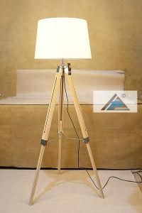 Tripods Wooden Standing Floor Lamp with Fabric Shade (C5007375-2)