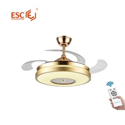 Modern Decoration Energy Saving DC Inverter Motor 5 Fan Speed Retractable Blades LED Fan Light