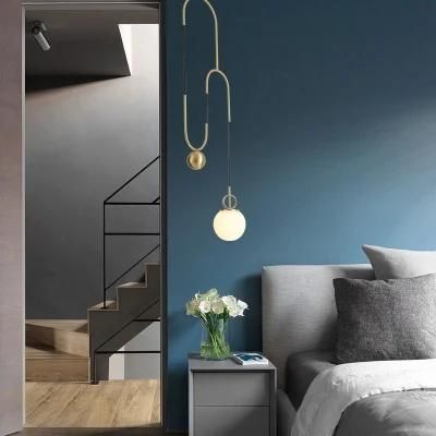 Modern Linear Pendant Light LED Indoor Pulley Glass Ball Bedside Living Room Lighting Bedroom Pendant Lamp (WH-AP-165)