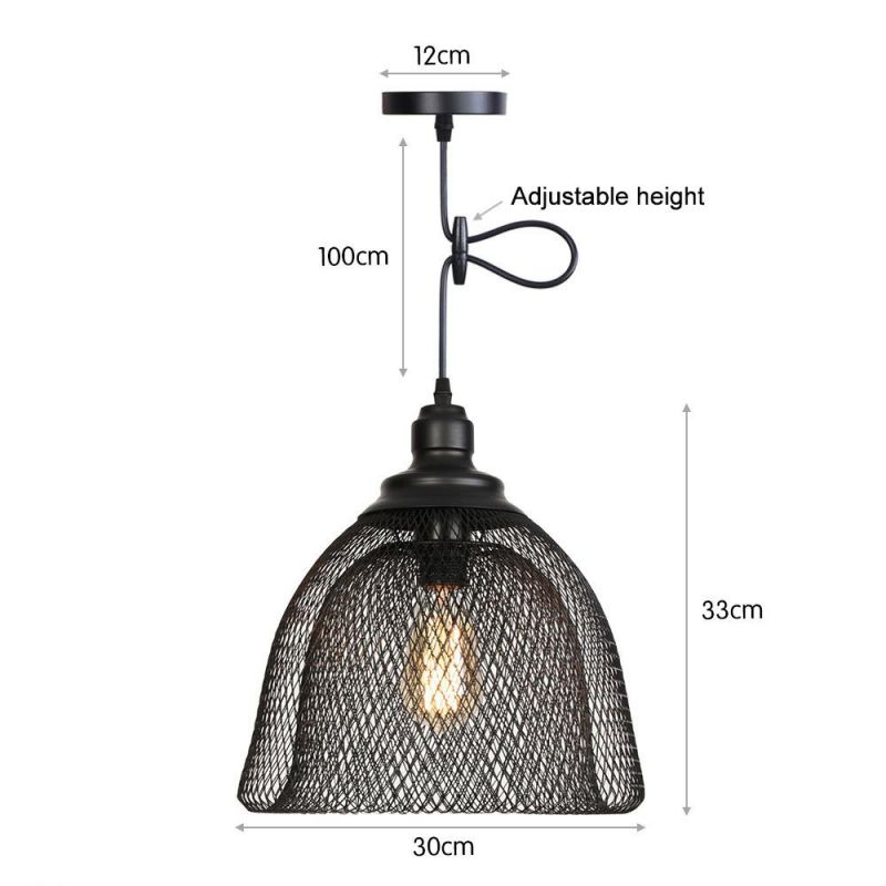 Nordic Industrial Modern Decoration Retro Hanging Pendant Light Black Iron Cage Pendant Lamp