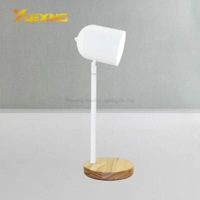 Pure White Office Decorative Round Classic Table Lamp GU10 Iron Wooden Desk Work Light