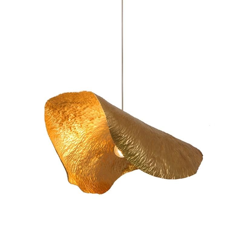 Creative Golden Lotus Leaf Chandelier Restaurant Bedside Lighting & Q Pendant Lamp Shades