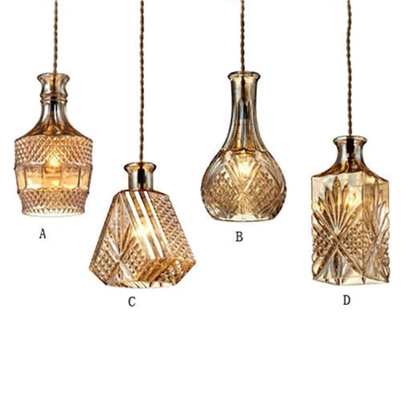 Creative Retro Pendant Light for Bar Living Room Bedroom Freya Classic Elegant Carved Glass Pendant Light (WH-AP-321)