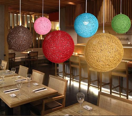 Modern Simple Indoor Hanging Pendant Lamp with Rattan for Bedroom