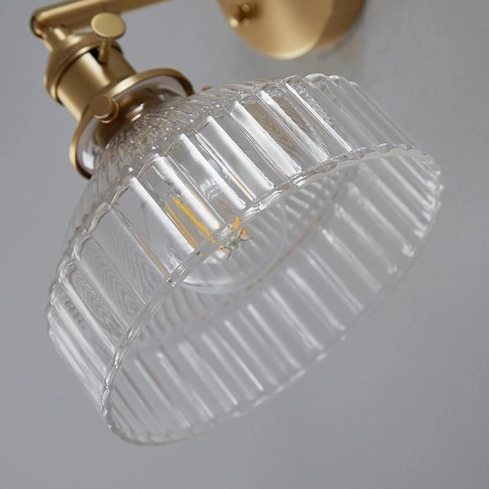 Nordic Postmodern Bedroom Bedside Glass Wall Lamp Light Luxury Copper Lamp