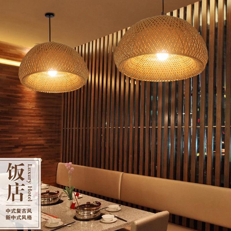 Chinese Hand Knitted Bamboo Art Pendant Lights Restaurant Caf Loft Hanging Pendant Lamp Fixture (WH-WP-37)