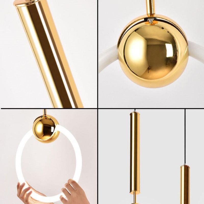 Modern Simple Circle Pendant Light Personality Iron Gold Pendant Light Dining Room Study Hanging Ring Light (WH-AP-189)