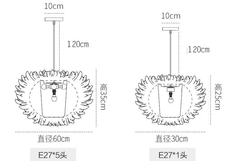 Modern Popular Indoor Home Shop Restaurant Decoration LED Chandelier Feather Light or Ceiling Light