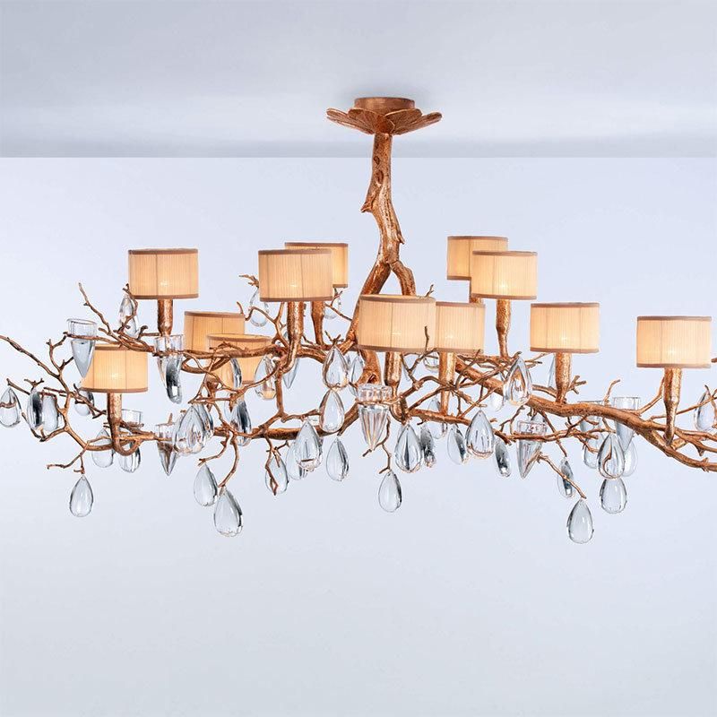 2022 Novelties Flower Shape Handmade Customized Copper Brass High Quality Clear Leaf Crystal Wall Sconce Lamp Chandelier Lighting